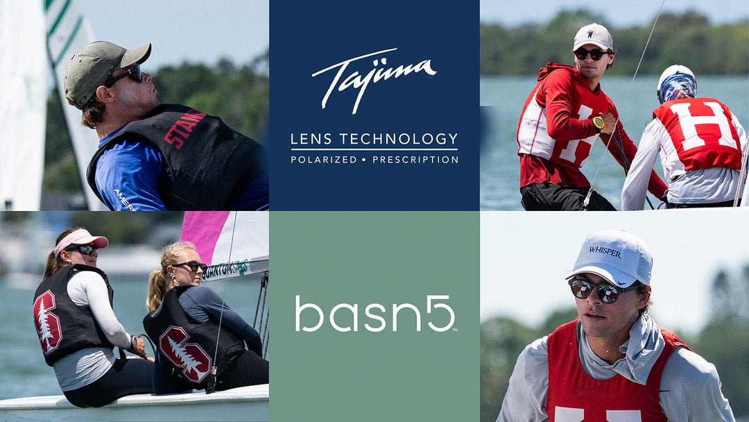 Tajima Lens Technology and basn5 frames worn by the 2026 college sailing national champions from Stanford and Harvard.