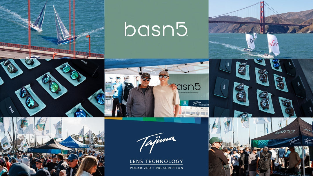basn5 sunglasses with Tajima polarized lenses at the 2026 Rolex Big Boat Series, with co-founders Steve and Jacob Rosenberg.