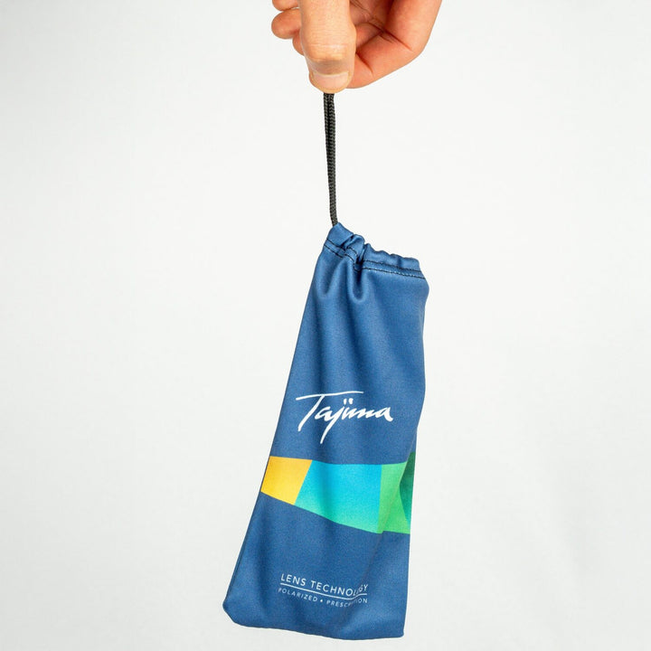 Tajima microfiber storage pouch hanging by drawstring cord