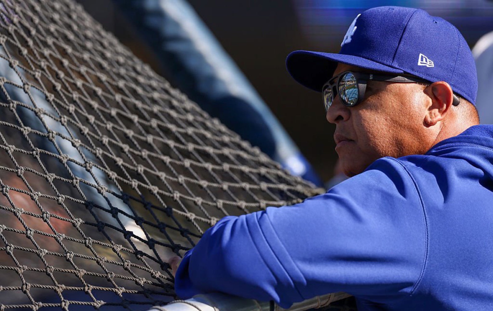 Dave Roberts wearing basn5 Fort Point aviator sunglasses with Tajima Rx polarized lenses at the batting cage