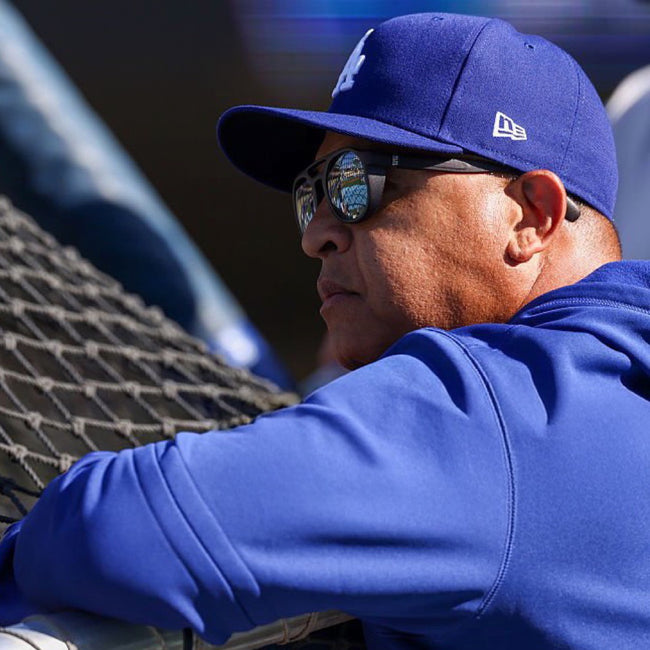 Dave Roberts wearing basn5 Fort Point aviator sunglasses at the batting cage